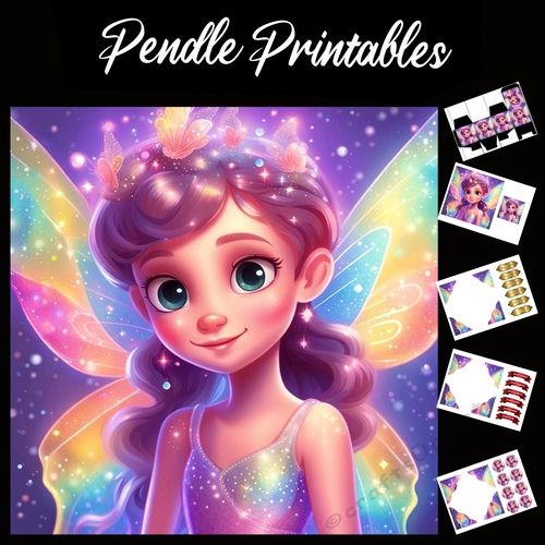 Sparkling Fairy 7x7 Card Kit. Matching Box, Gift Bauble,Tag