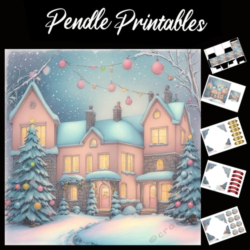 Welcome At Christmas 7x7 Card Kit. Matching Box, Gift Bauble,Tag