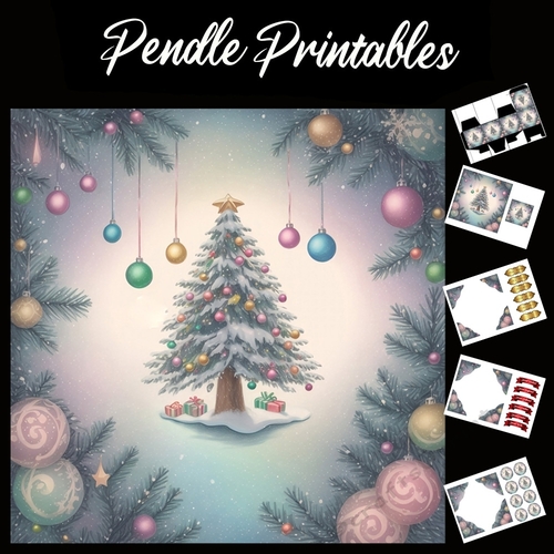 The Christmas Tree 7x7 Card Kit. Matching Box, Gift Bauble,Tag