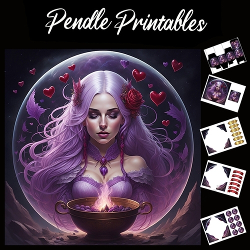 Love Spell White Witch (2)  7x7 Card Kit. Matching Box, Gift Bauble,Tag