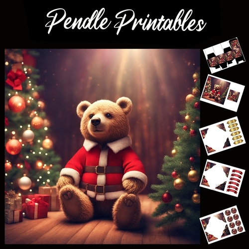 Light Of Christmas Bear 7x7 Card Kit. Matching Box, Gift Bauble,Tag