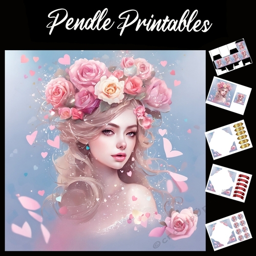 Lovely Rose Girl Birthday Card (4) 7x7 Card Kit. Matching Box, Gift Bauble,Tag