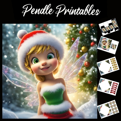 The Excited Christmas Fairy 7x7 Card Kit. Matching Box, Gift Bauble,Tag