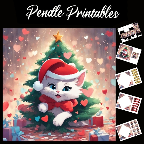 Youre Purrfect Present Me! Cute Kitten 7x7 Card Kit. Matching Box, Gift Bauble,Tag