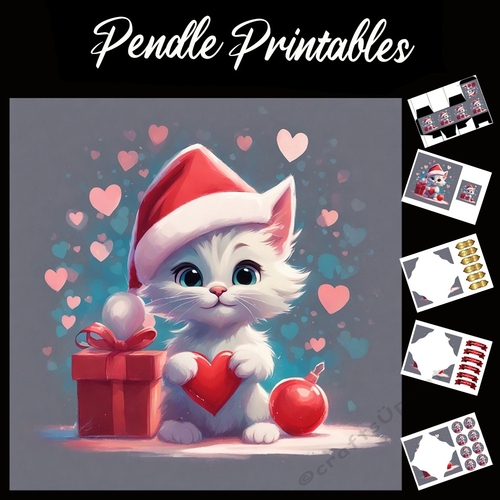 Sending Love This Christmas 7x7 Card Kit. Matching Box, Gift Bauble,Tag