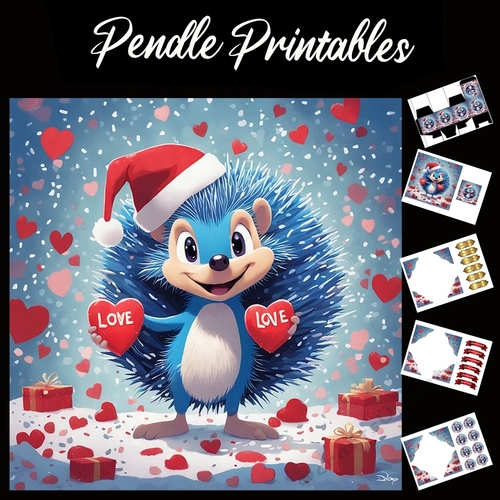 Double The Love At Christmas 7x7 Card Kit. Matching Box, Gift Bauble,Tag