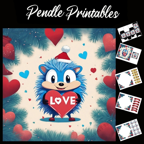 Dont Be Prickly At Christmas Send Love 7x7 Card Kit. Matching Box, Gift Bauble,Tag