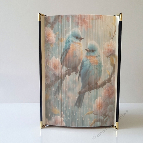 Colourful Birds On A Branch Book Edge Strip Art Pattern 