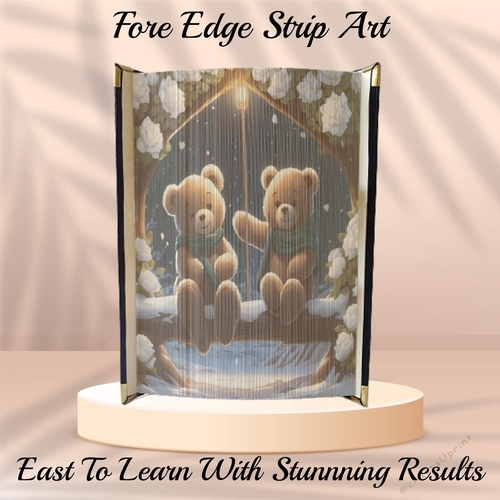 Love Swing Teddies Book Edge Strip Art Pattern 