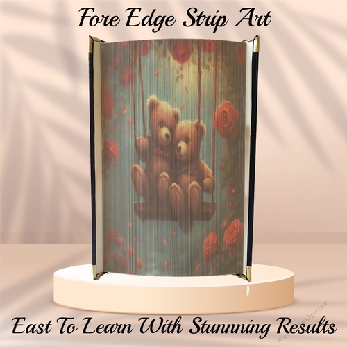 Love Swing Teddies 02 Book Edge Strip Art Pattern 