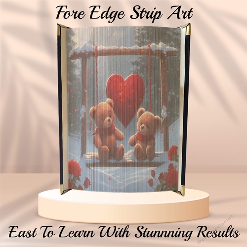 Heart Swing Bears Book Edge Strip Art Pattern 