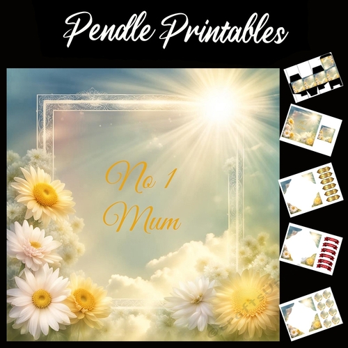 Number One Mum, No 1 Mum  7x7 Card Kit. Matching Box, Gift Bauble,Tag