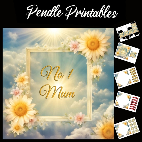 Number One Mum, No 1 Mum 02  7x7 Card Kit. Matching Box, Gift Bauble,Tag