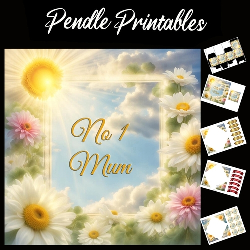 Number One Mum, No 1 Mum 03  7x7 Card Kit. Matching Box, Gift Bauble,Tag