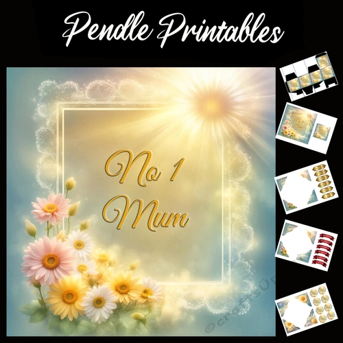 Number One Mum, No 1 Mum 04  7x7 Card Kit. Matching Box, Gift Bauble,Tag