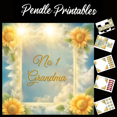 Number One Grandma, No 1 Grandma 04  7x7 Card Kit. Matching Box, Gift Bauble,Tag