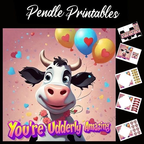 Youre Udderly Amazing! Cute Valentines Cow Card