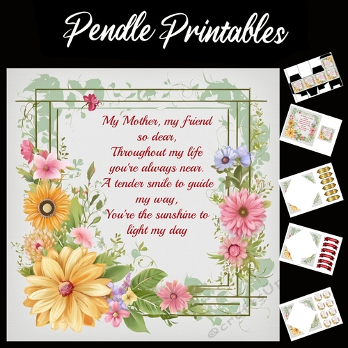 Beautiful Mothers Day Card With Verse (2) 7x7 Card Kit. Matching Box, Gift Bauble,Tag