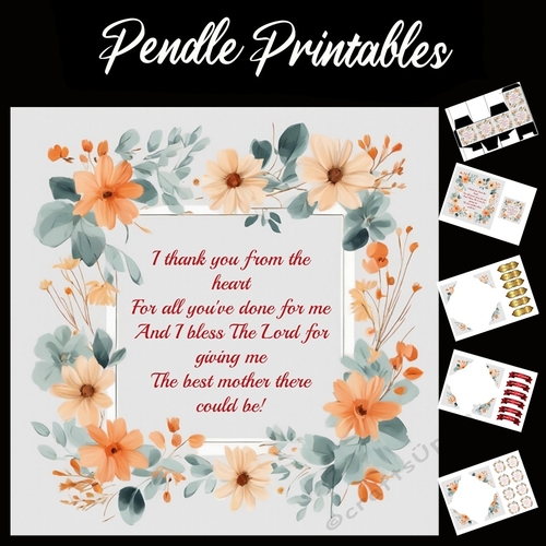 Beautiful Mothers Day Card With Verse 7x7 Card Kit. Matching Box, Gift Bauble,Tag