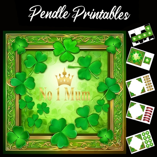 No 1 Mum Celtic Style 7x7 Card Kit. Matching Box, Gift Bauble,Tag