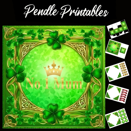 No 1 Mum Celtic Style 7x7 Card Kit. Matching Box, Gift Bauble,Tag, 03