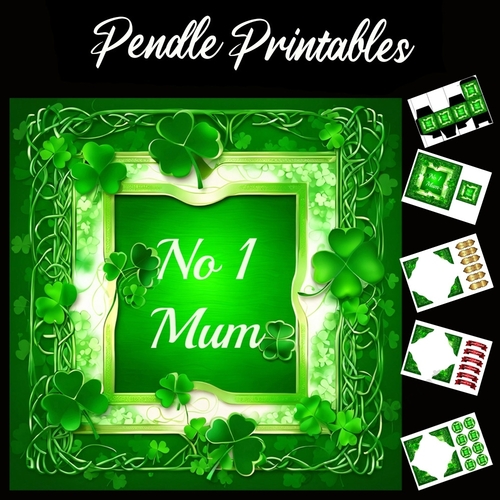 No 1 Mum Celtic Style  7x7 Card Kit. Matching Box, Gift Bauble,Tag, 