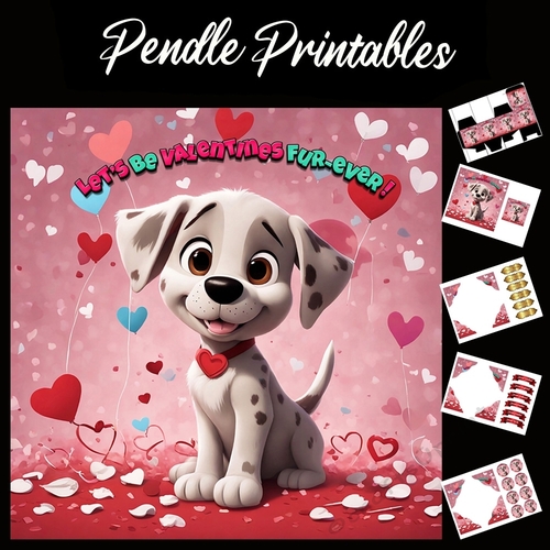 Funny Puppy Dog Valentine Quote  7x7 Card Kit. Matching Box, Gift Bauble,Tag