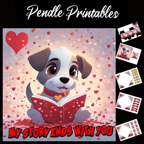 Funny Puppy Saying Valentine Quote  7x7 Card Kit. Matching Box, Gift Bauble,Tag