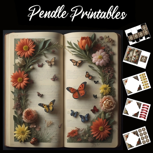 Book Of Flowers & Butterflies Mothers Day Card (3) 7x7 Card Kit. Matching Box, Gift Bauble,Tag