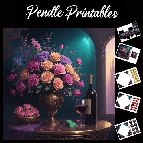 Wine, Flowers & Chocolate Mothers Day Card (1) 7x7 Card Kit. Matching Box, Gift Bauble,Tag