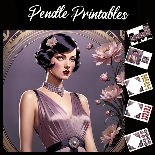 Art Deco Style 02 7x7 Card Kit. Matching Box, Gift Bauble,Tag