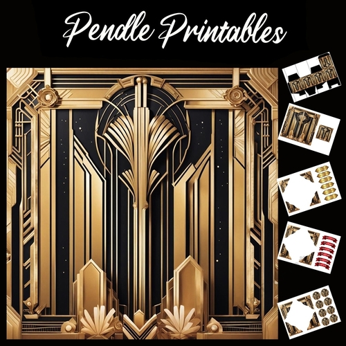 Art Deco Style Doors 04 7x7 Card Kit. Matching Box, Gift Bauble,Tag