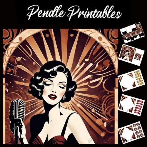 Art Deco Style Girl 14 7x7 Card Kit. Matching Box, Gift Bauble,Tag