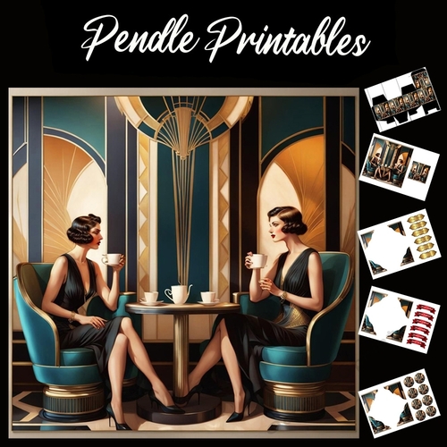 Art Deco Style Girl 16 7x7 Card Kit. Matching Box, Gift Bauble,Tag
