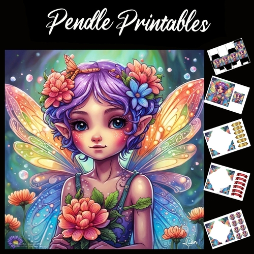 Fantasy Girl 05 7x7 Card Kit. Matching Box, Gift Bauble,Tag