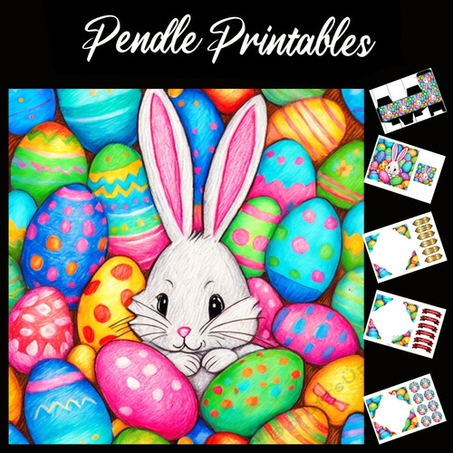 Easter Bunny 38 7x7 Card Kit. Matching Box, Gift Bauble,Tag