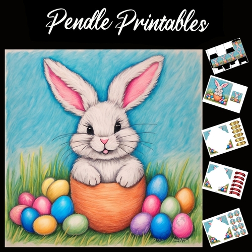 Easter Bunny 39 7x7 Card Kit. Matching Box, Gift Bauble,Tag