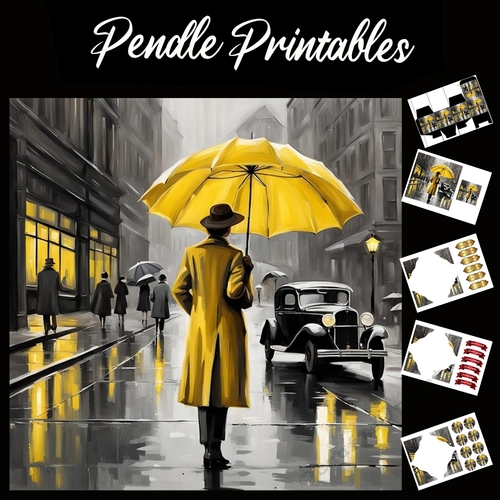 The Yellow Brolly 7x7 Card Kit. Matching Box, Gift Bauble,Tag