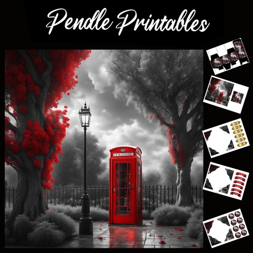 Telephone Box 7x7 Card Kit. Matching Box, Gift Bauble,Tag
