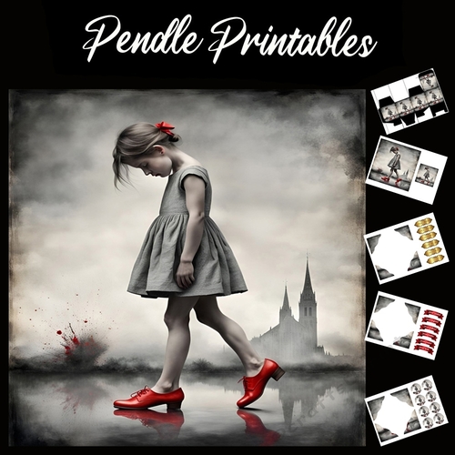The Red Slippers 7x7 Card Kit. Matching Box, Gift Bauble,Tag
