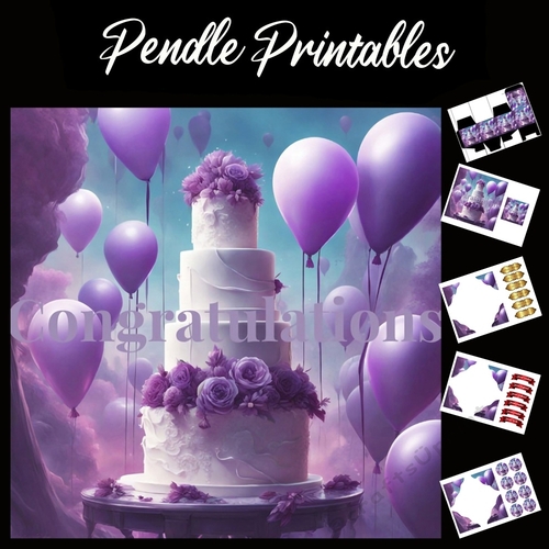 Wedding Card. Congratulations Wedding Cake 7x7 Card Kit. Matching Box, Gift Bauble,Tag