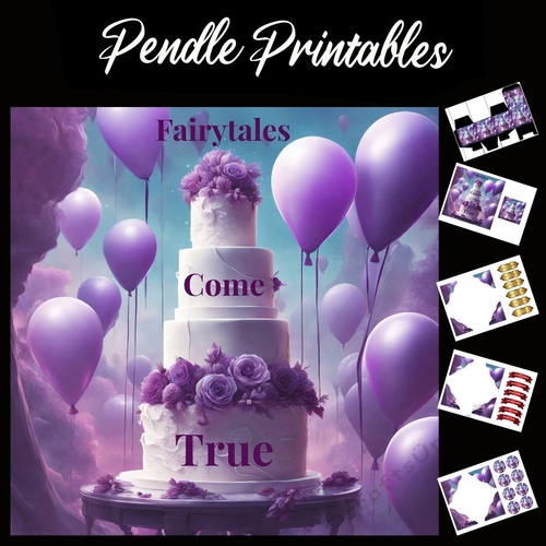 Fairytales Come True Wedding Cake Card 7x7 Card Kit. Matching Box, Gift Bauble,Tag