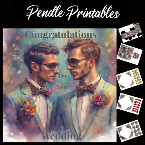 Congratulations On Your Wedding Card 7x7 Card Kit. Matching Box, Gift Bauble,Tag