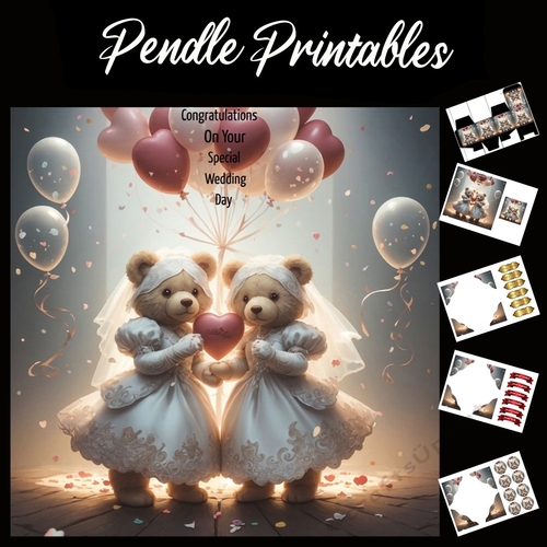 Congratulations On Your Special Wedding Day. Card 7x7 Card Kit. Matching Box, Gift Bauble,Tag