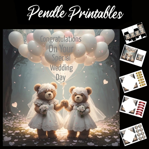 Congratulations On Your Special Wedding Day. Card 7x7 Card Kit. Matching Box, Gift Bauble,Tag