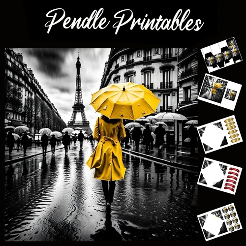 Yellow In Paris 33 7x7 Card Kit. Matching Box, Gift Bauble,Tag