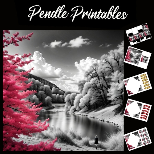 Pink Prairie 47 7x7 Card Kit. Matching Box, Gift Bauble,Tag