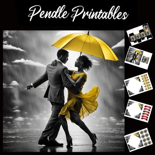 Dancing In The Rain 51 7x7 Card Kit. Matching Box, Gift Bauble,Tag