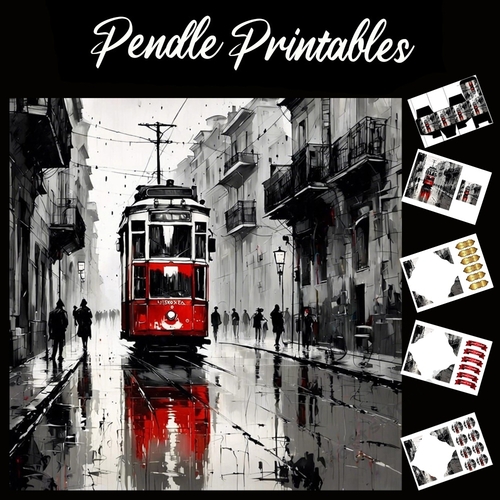 The Tram 54 7x7 Card Kit. Matching Box, Gift Bauble,Tag