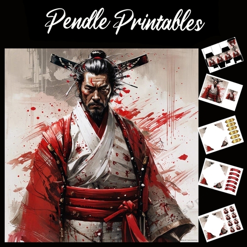A True Warrior. Japanese Samurai.  7x7 Card Kit. Matching Box, Gift Bauble,Tag